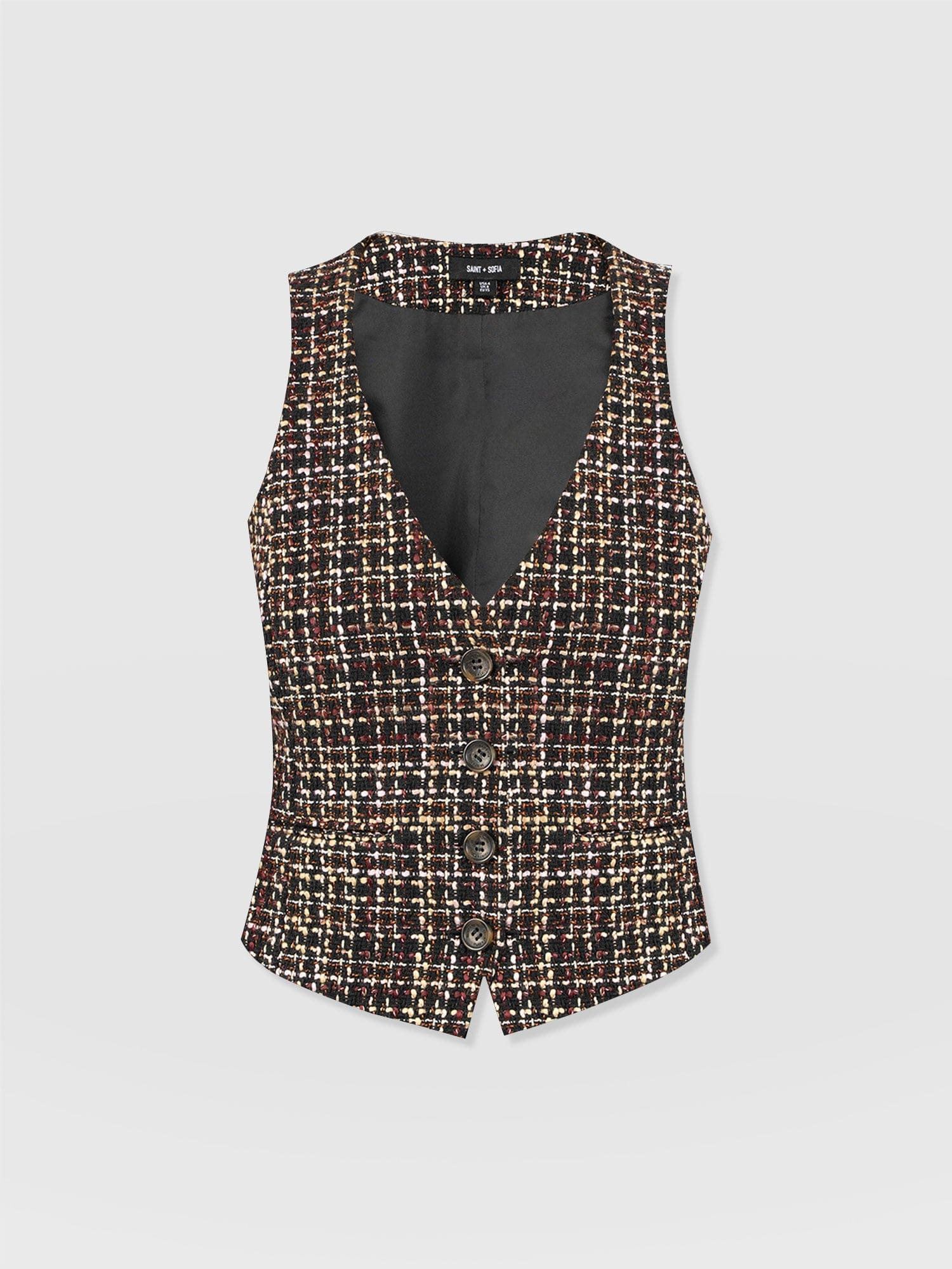 Astrid Waistcoat - Black/Burgundy/Gold Boucle