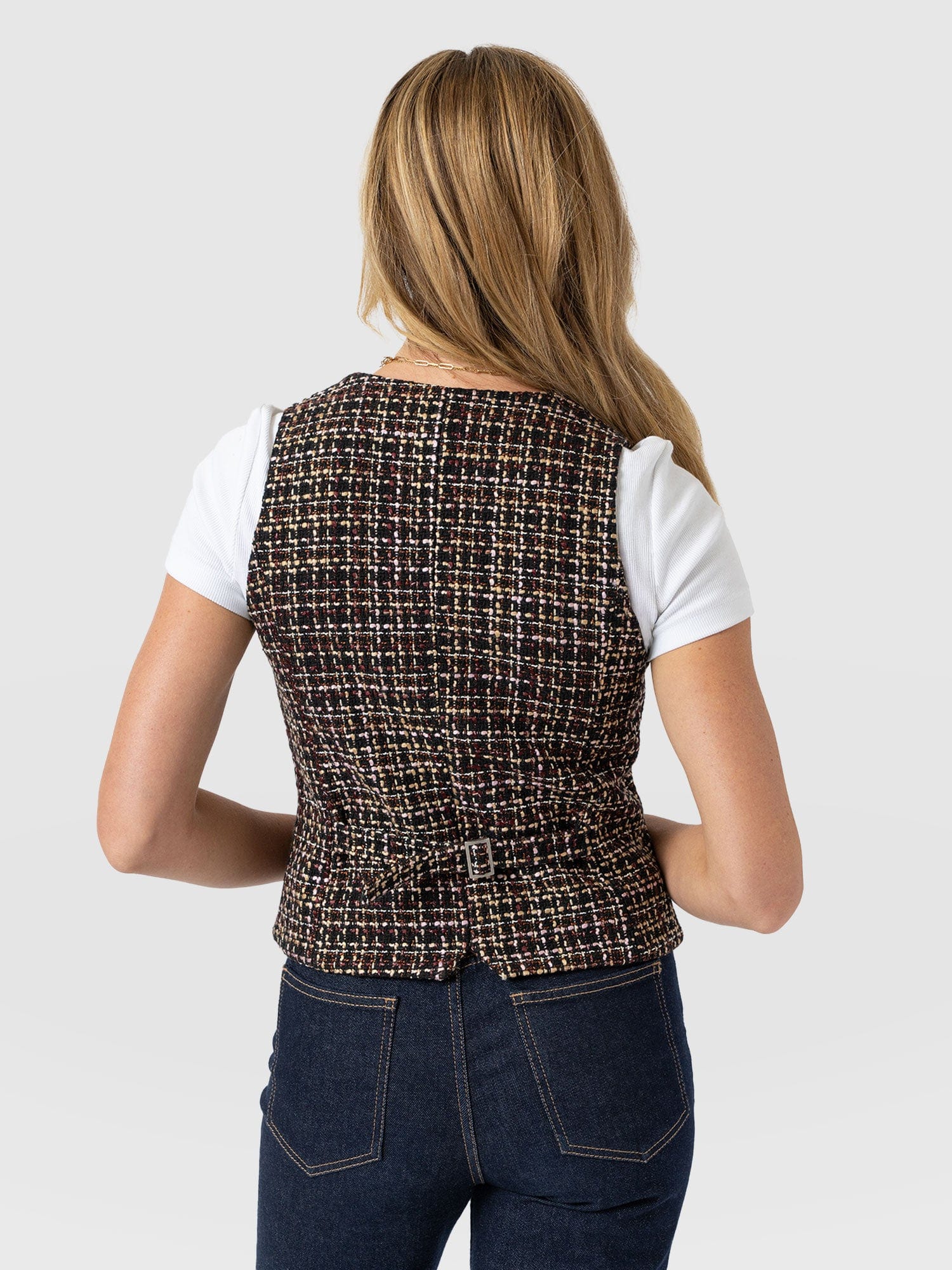 Astrid Waistcoat - Black/Burgundy/Gold Boucle