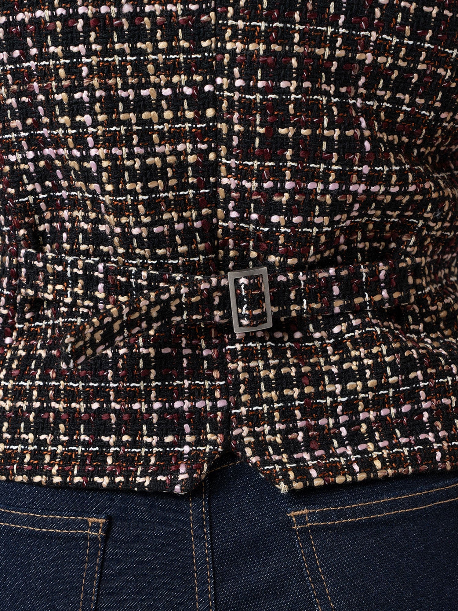 Astrid Waistcoat - Black/Burgundy/Gold Boucle