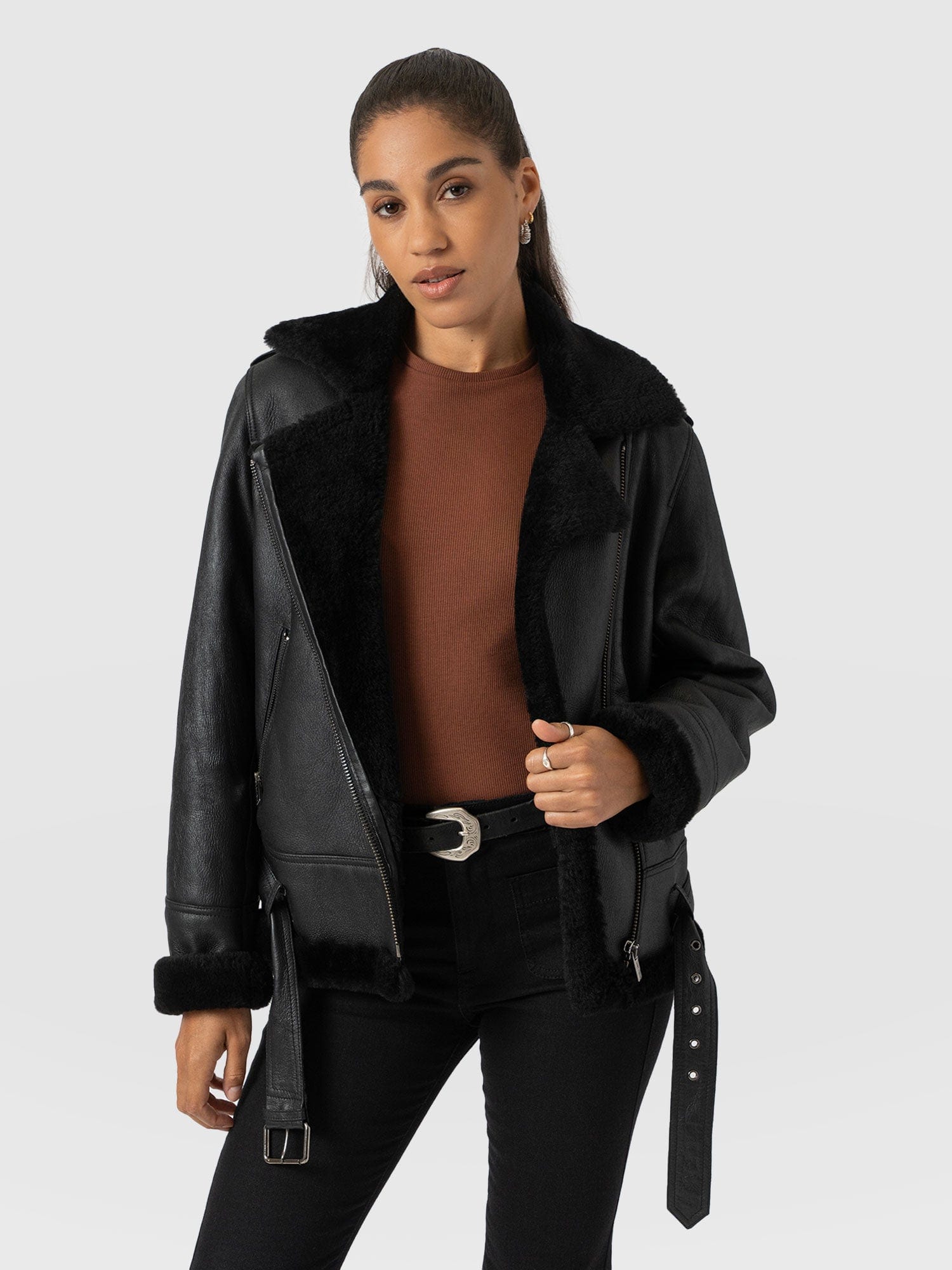 Spitfire Shearling Jacket - Black