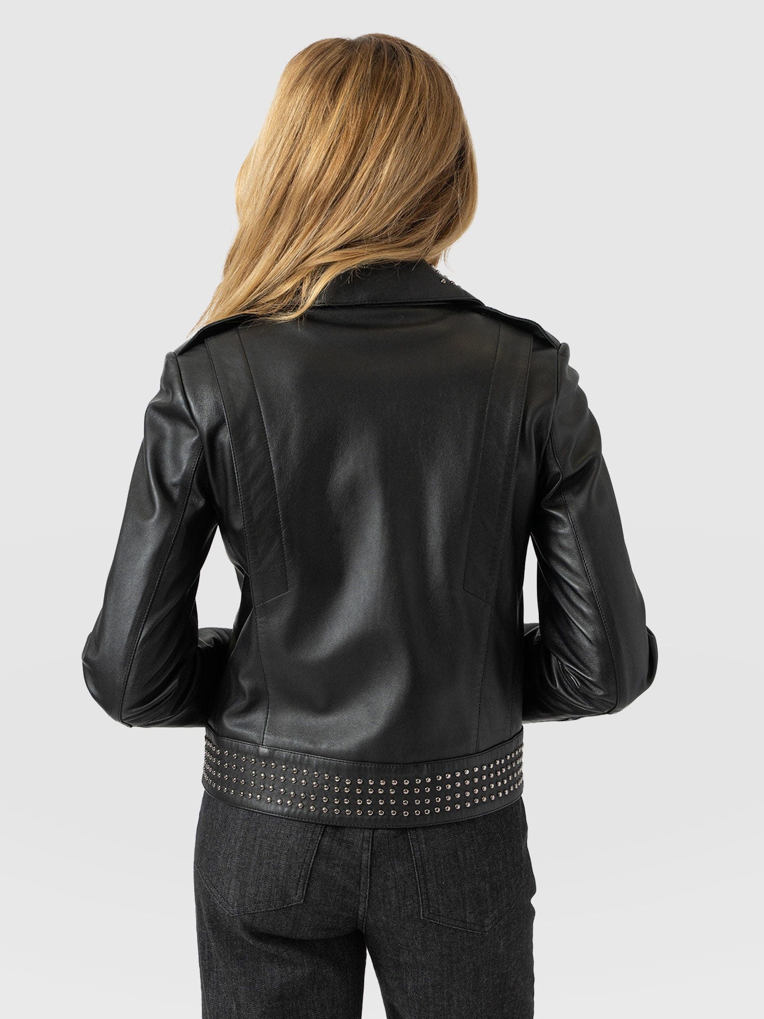 Bonham Studded Biker Jacket - Black