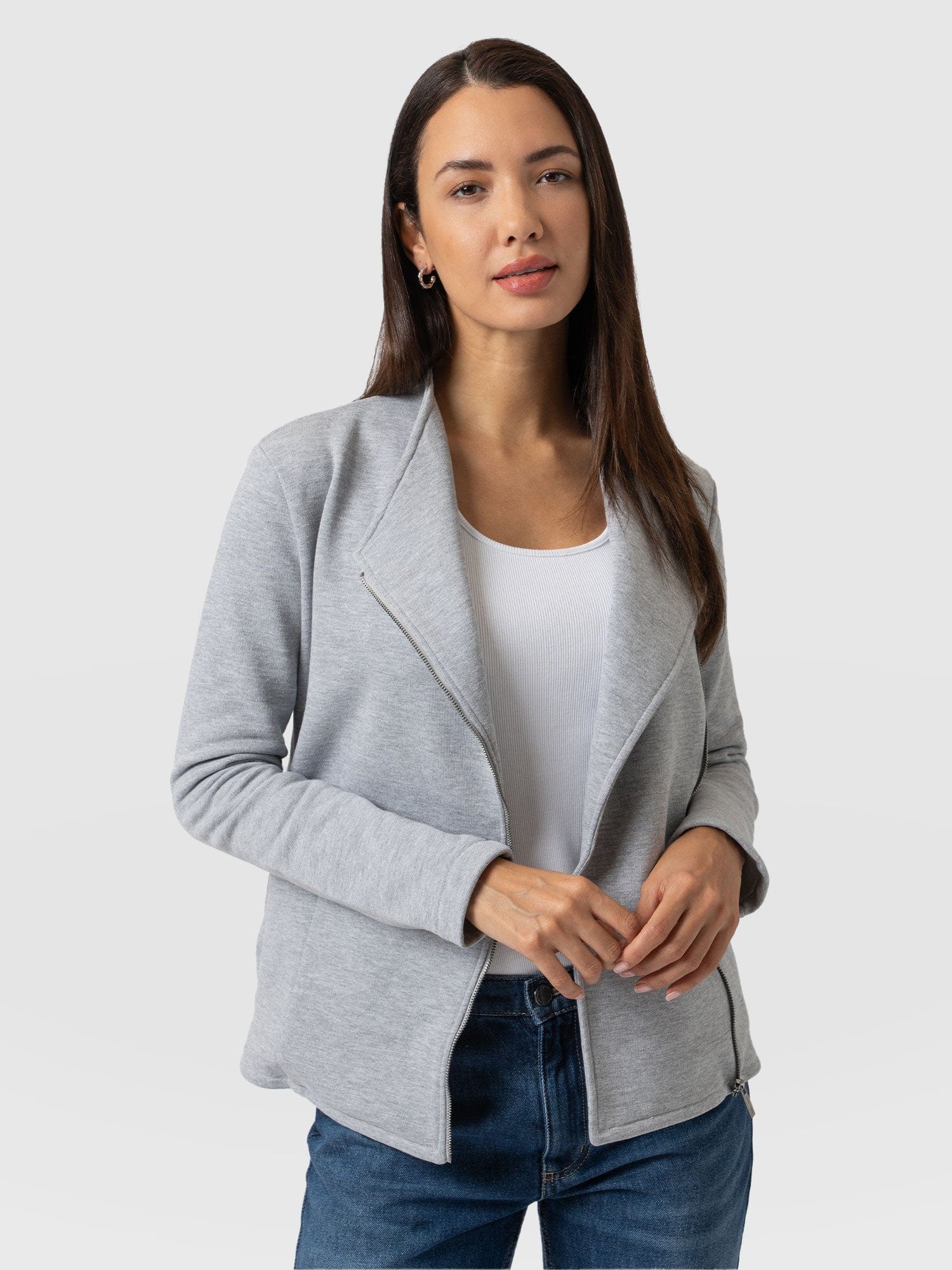 Cotton Biker Jacket - Grey