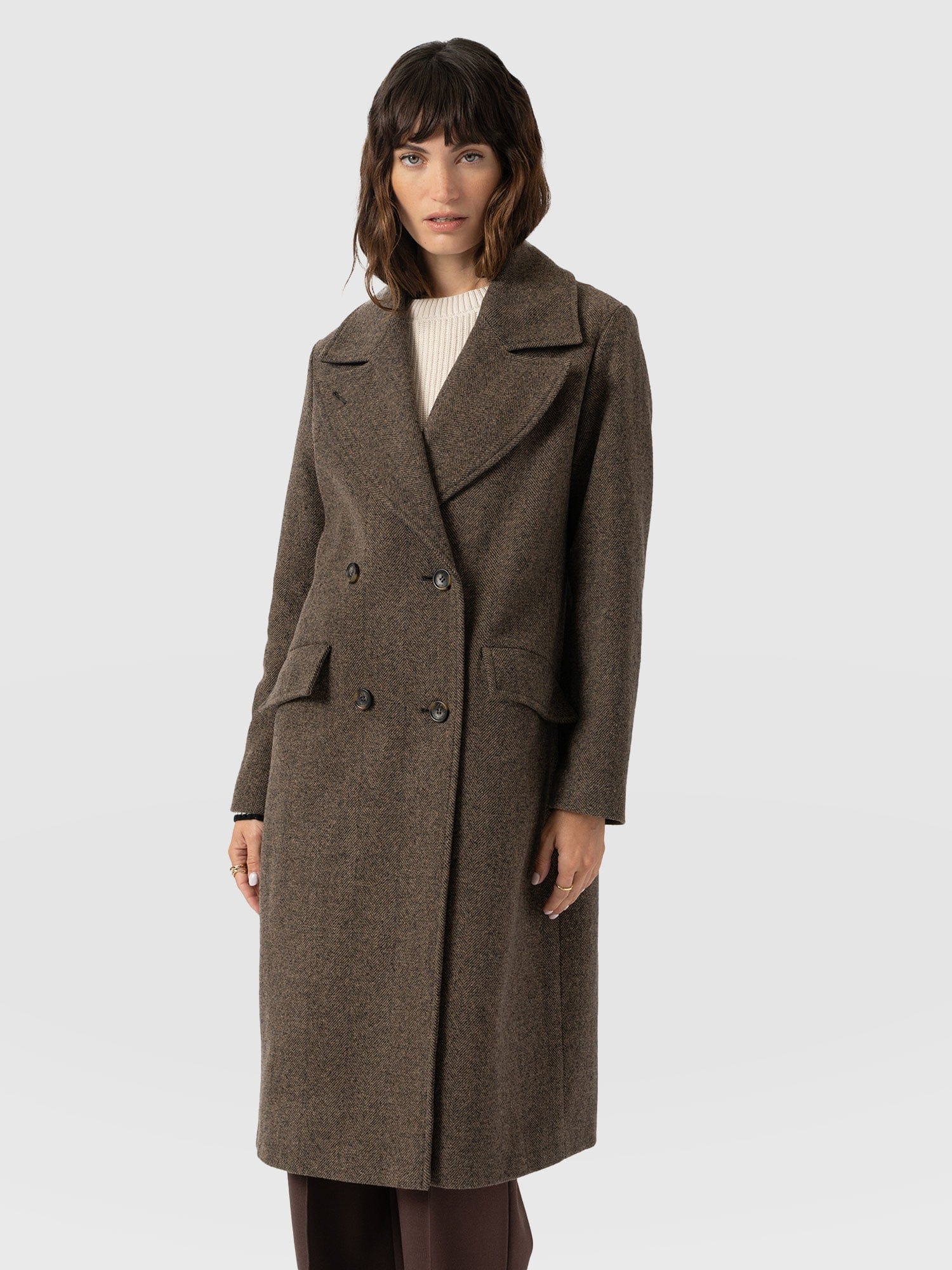 Hampton Coat - Brown Chevron