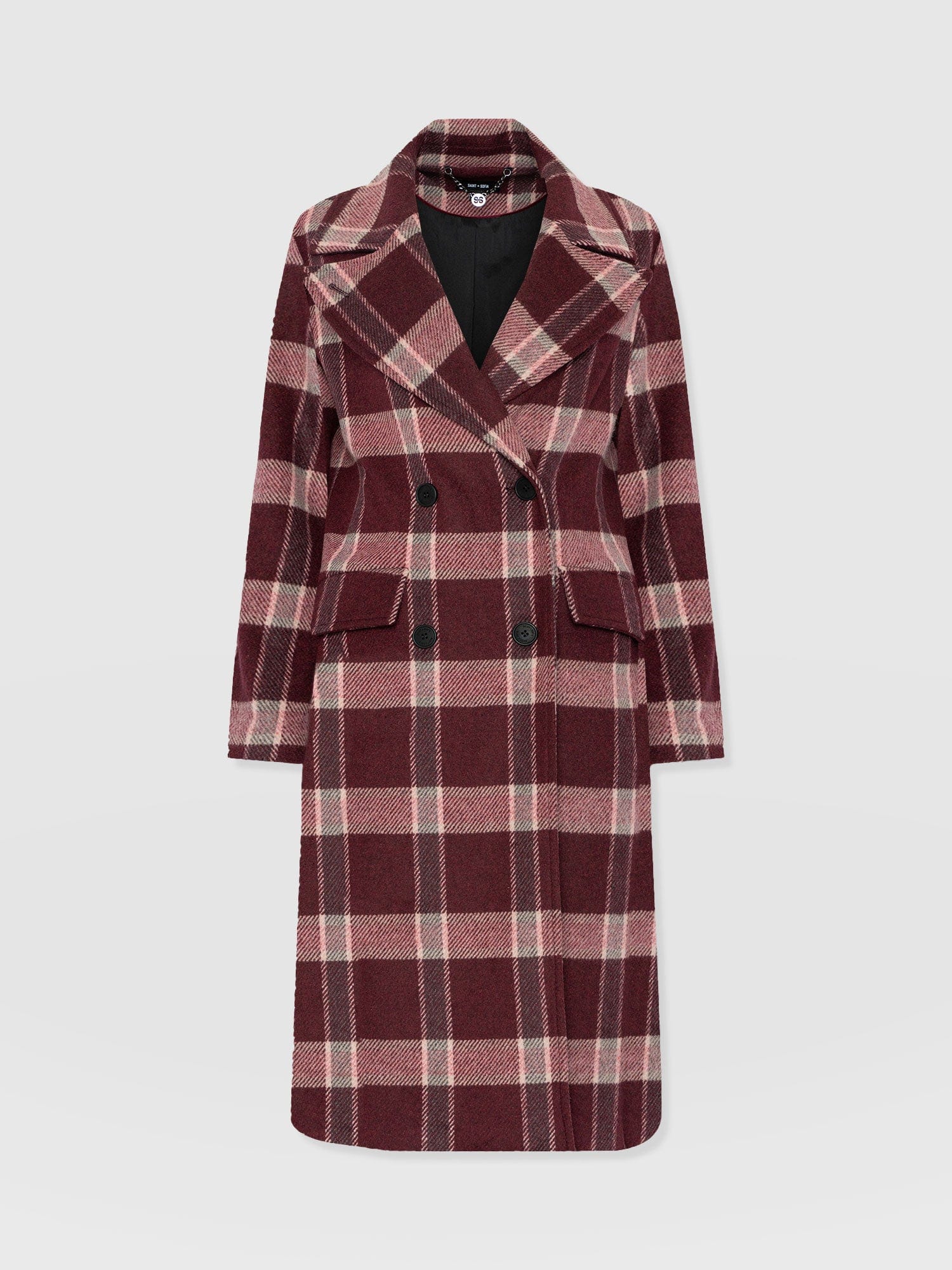 Hampton Coat - Burgundy/Pink Check