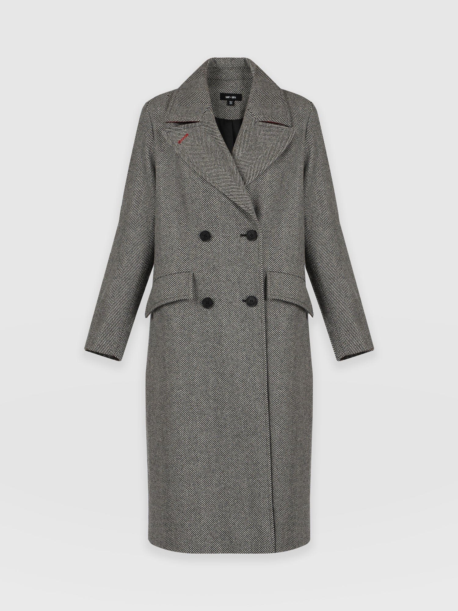 Hampton Coat - Monochrome Chevron