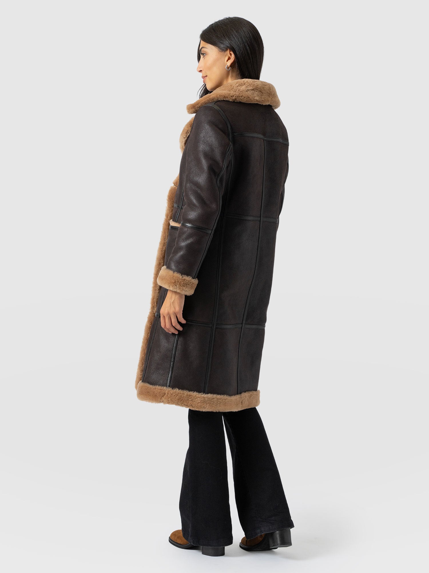Ramone Shearling Reversible Coat - Brown