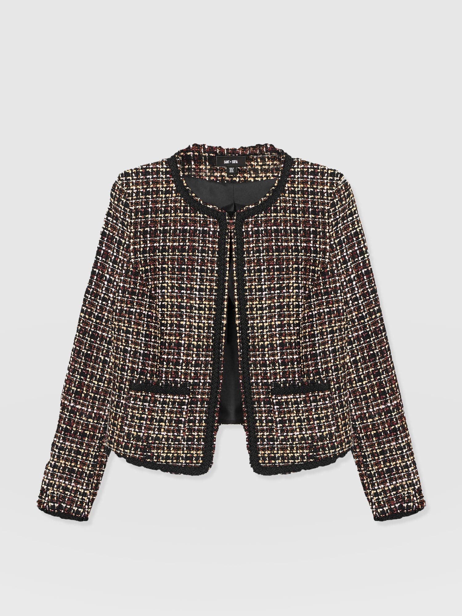 Rayner Jacket - Black/Burgundy/Gold Boucle