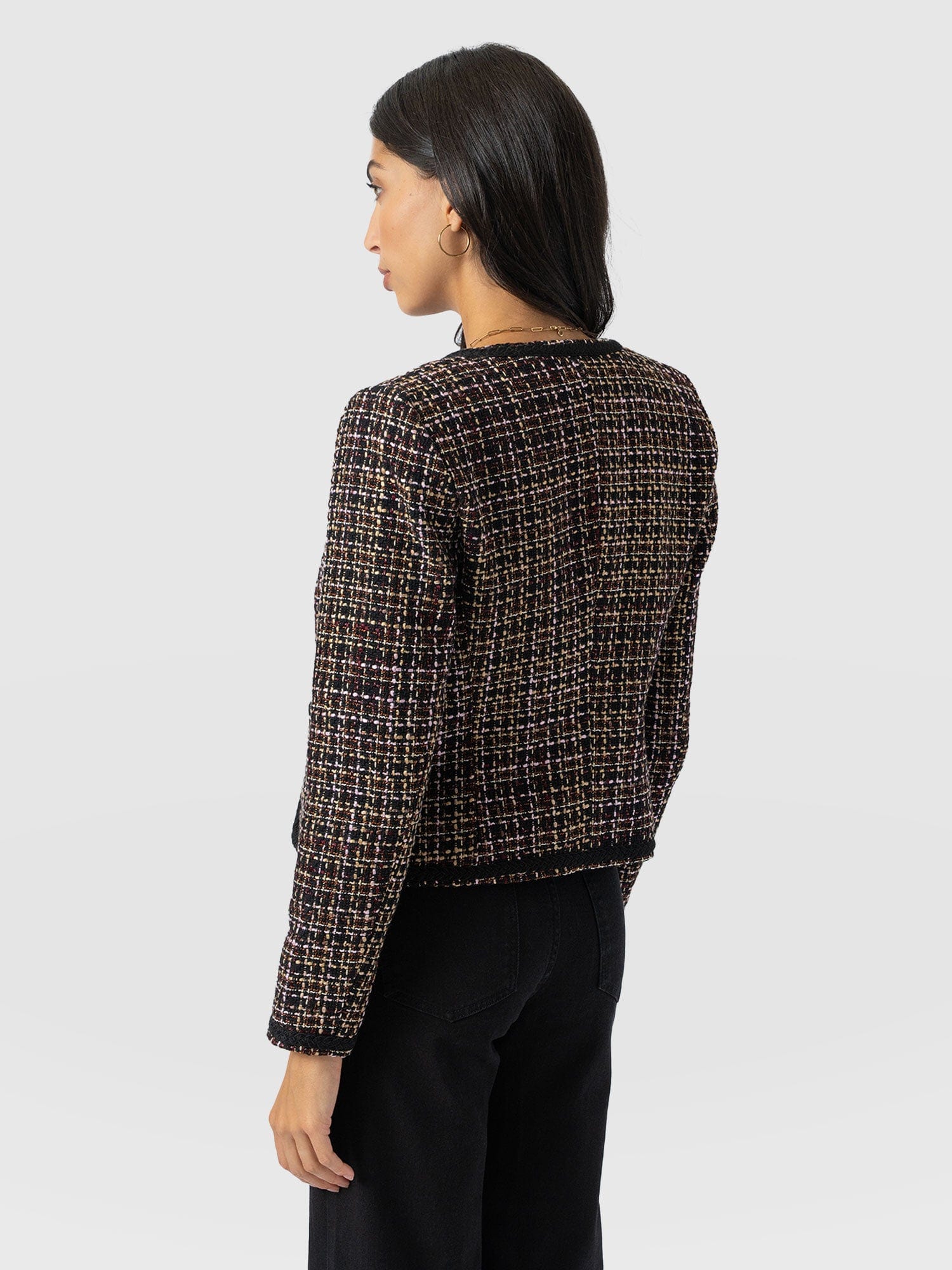 Rayner Jacket - Black/Burgundy/Gold Boucle