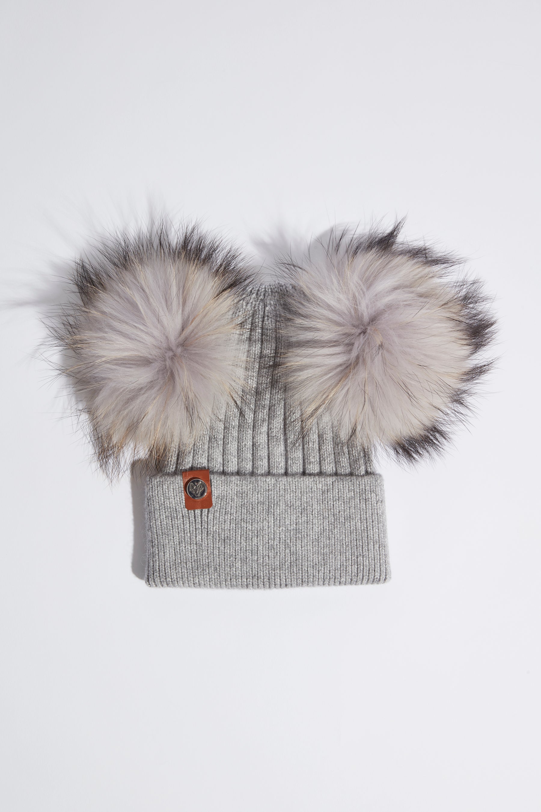 Double Harley Pom Pom Hat - Grey