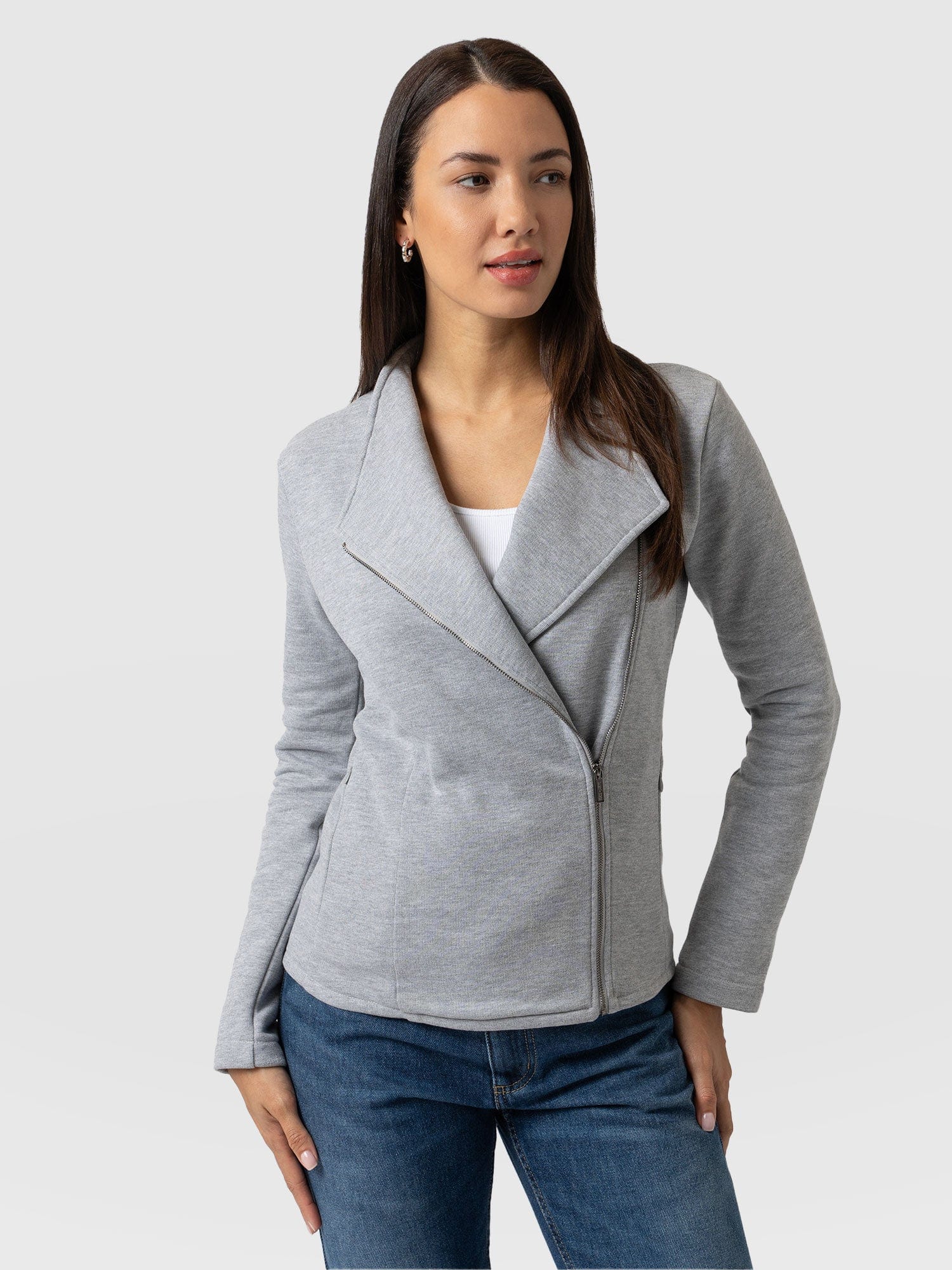 Cotton Biker Jacket - Grey