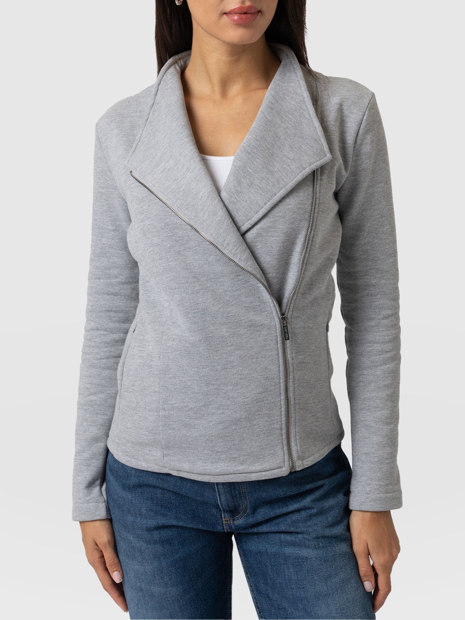 Cotton Biker Jacket - Grey