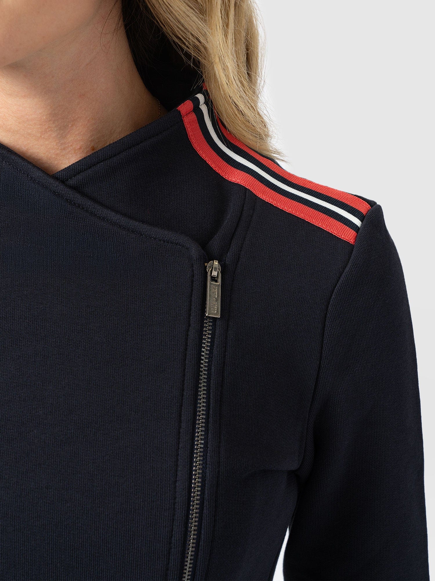 Cotton Biker Jacket - Navy Stripe