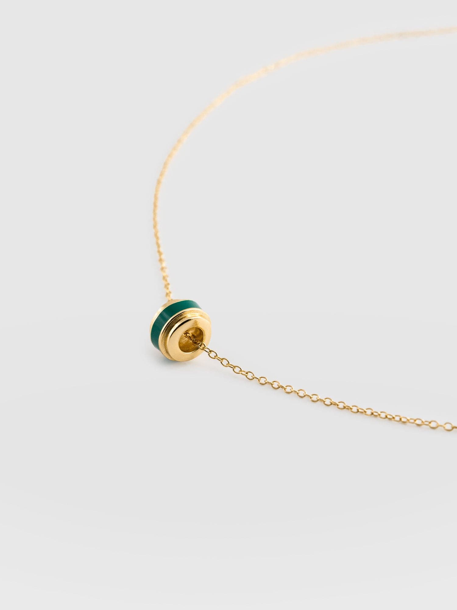 Enamel Stripe Charm Necklace - Gold/Green