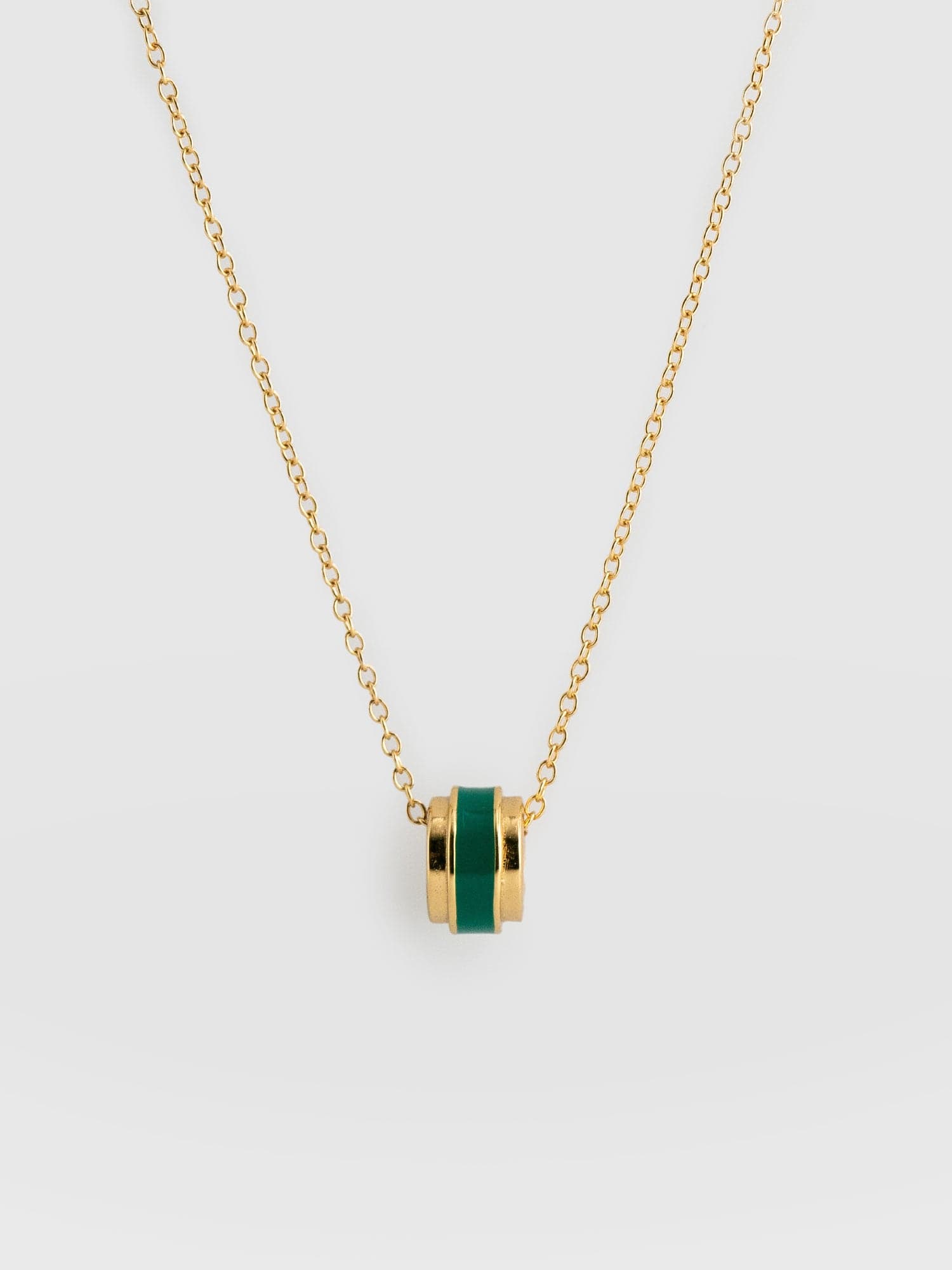 Enamel Stripe Charm Necklace - Gold/Green