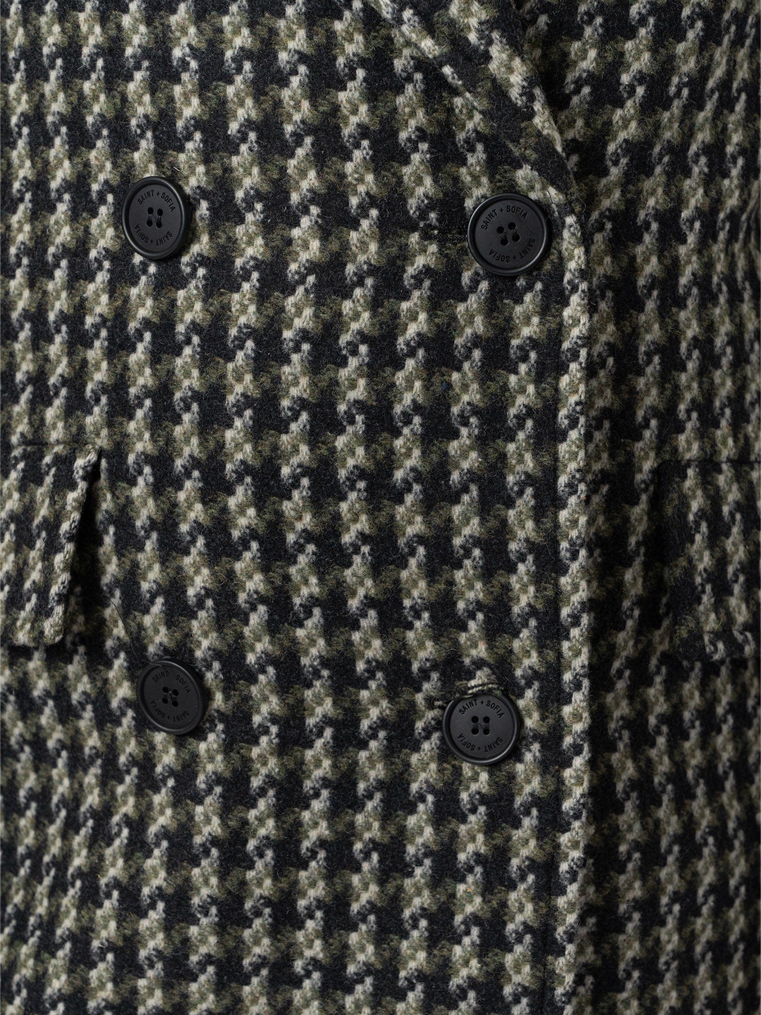 Hampton Coat - Olive Houndstooth