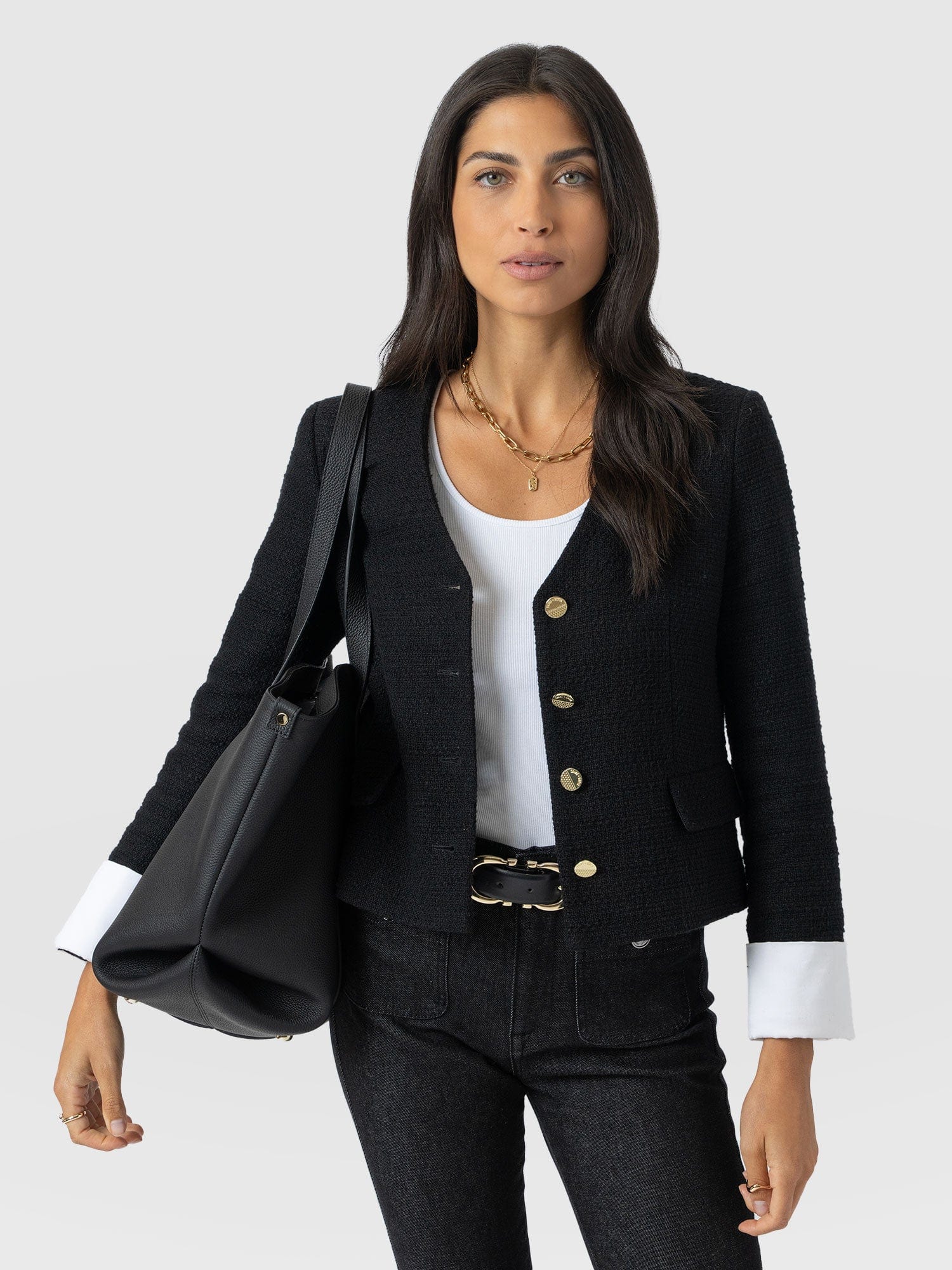 Margot V Neck Jacket - Black