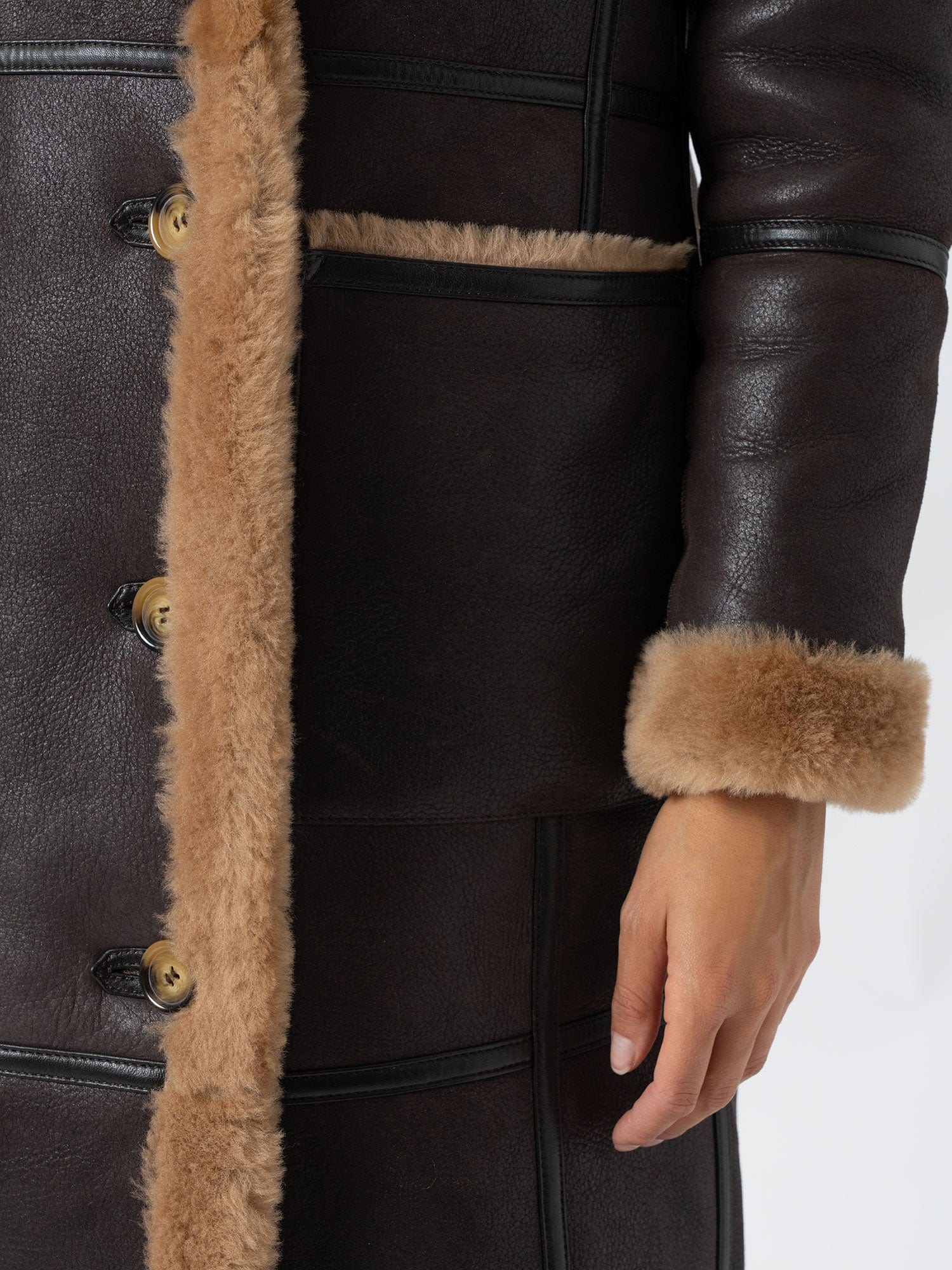 Ramone Shearling Reversible Coat - Brown
