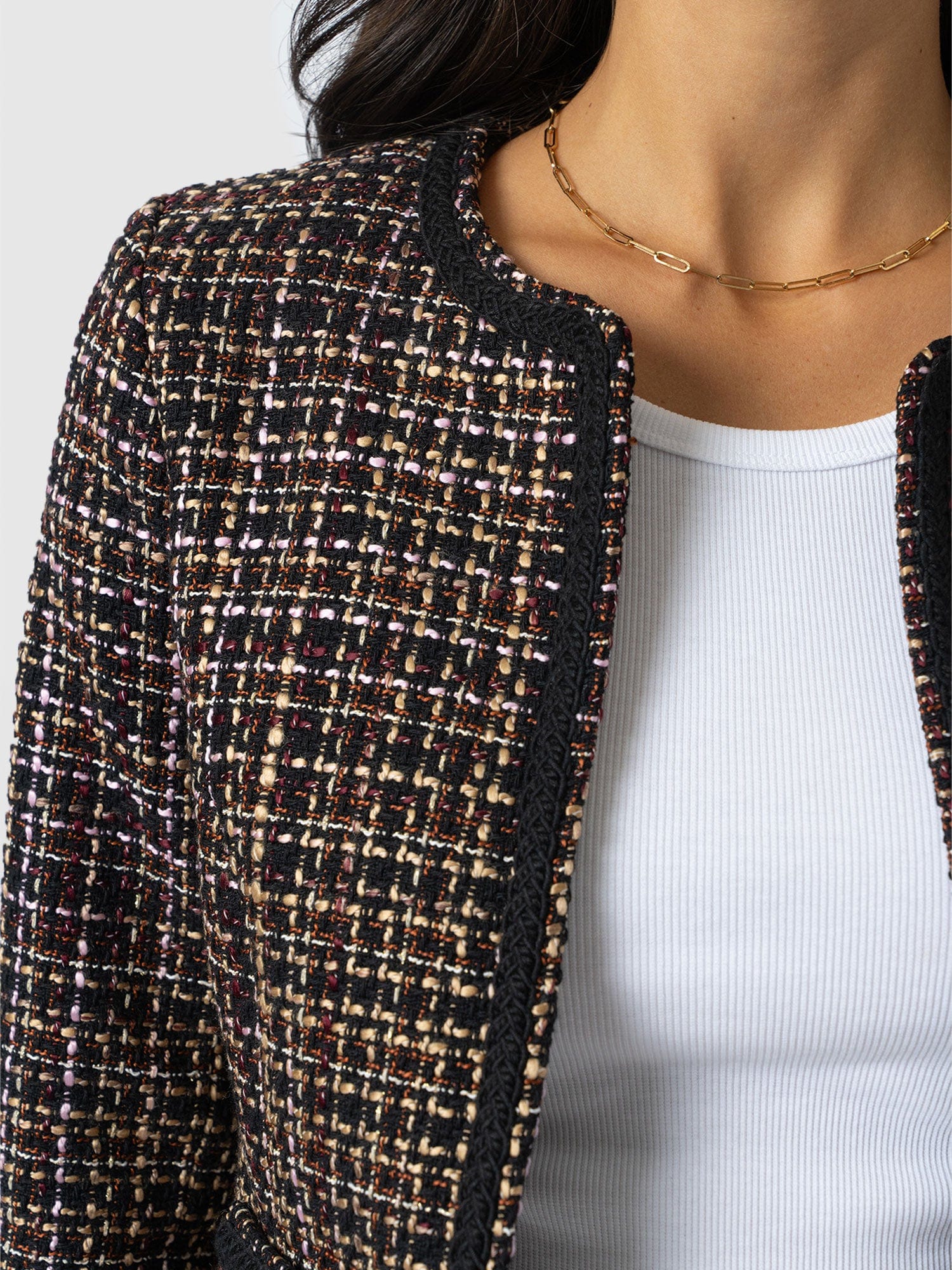 Rayner Jacket - Black/Burgundy/Gold Boucle
